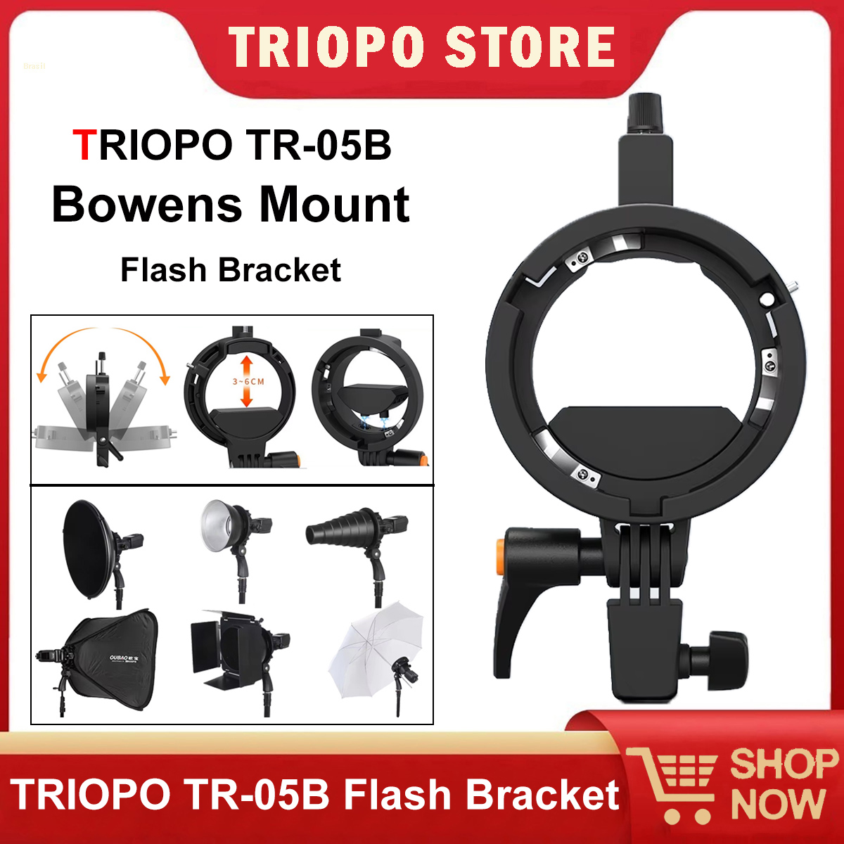Godox Speedlite Flash - Triopo universal speedlite suporte bowens montagem